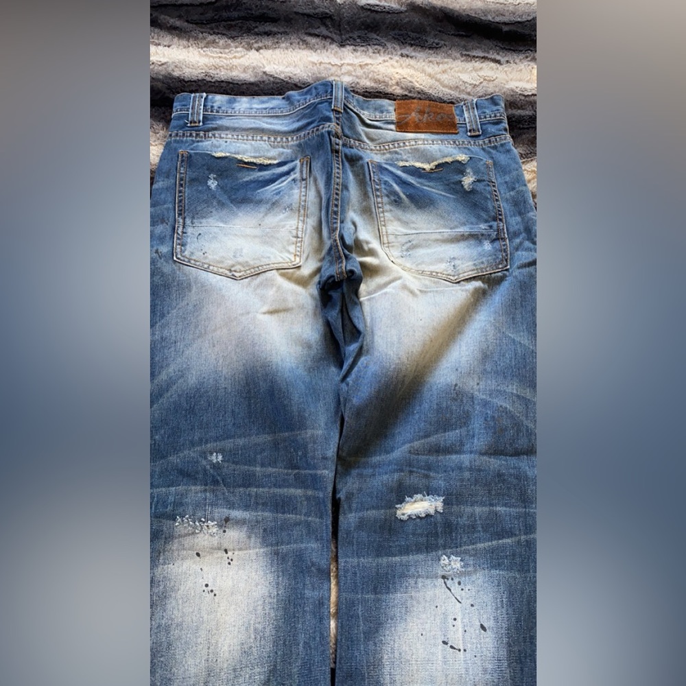 Mens AKOO 36/32 Slim Straight Fit Jeans